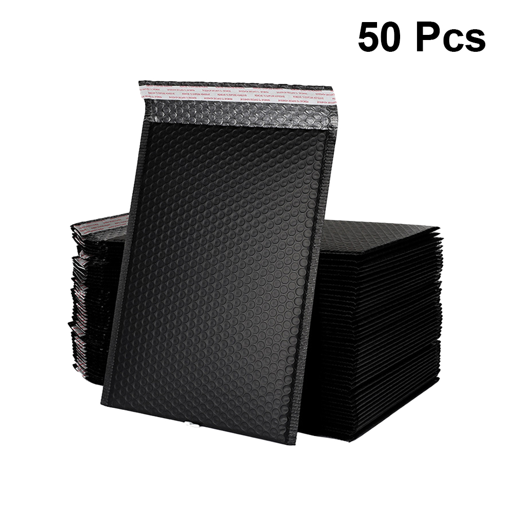 50 ชิ้น A5 ซอง Mailing เบาะสีดําฟองกระเป๋าห่อของขวัญกระเป๋า Mailers บรรจุแต่งหน้าสี