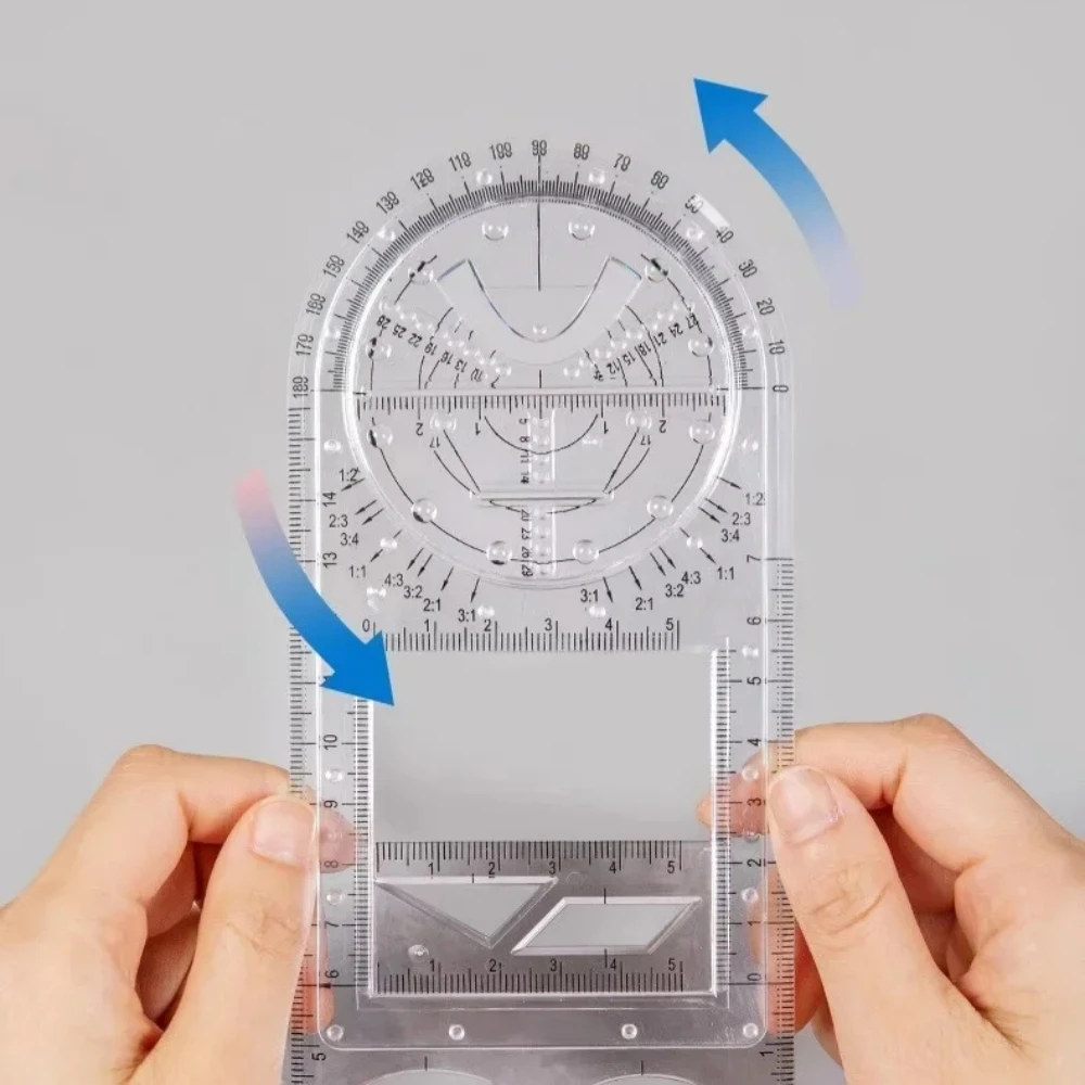 Rotatable Fast Drawing Template Ruler Professional Geometry Protractor Mathematics Drafting Tools Student Stationery Supplies