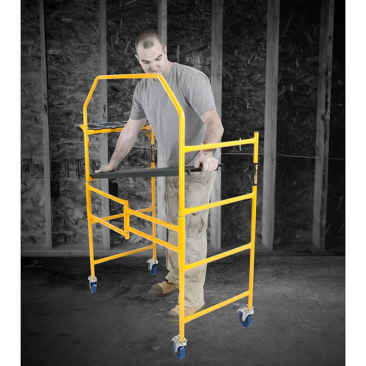 4 Ft Scaffolding Platform, Adjustable, Foldable and Rolling Scaffold Platform with 4-Inch Locking Wheels for DIY Projects