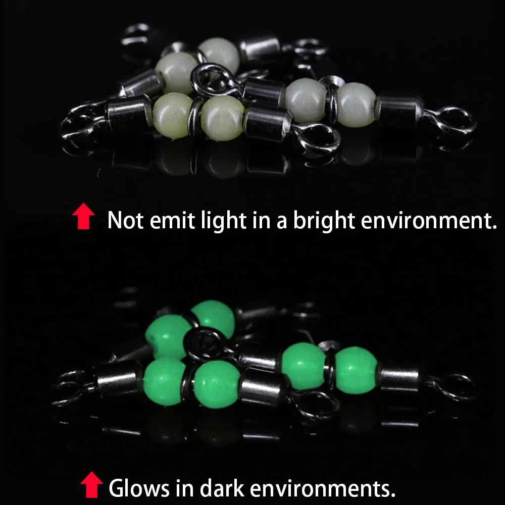 DNDYUJU 10 pz 3 Vie Rolling Cross Line Girevoli Da Pesca Con Perline Luminose Pesca Tee Ganci Linea per Accessori Per la Pesca Affrontare