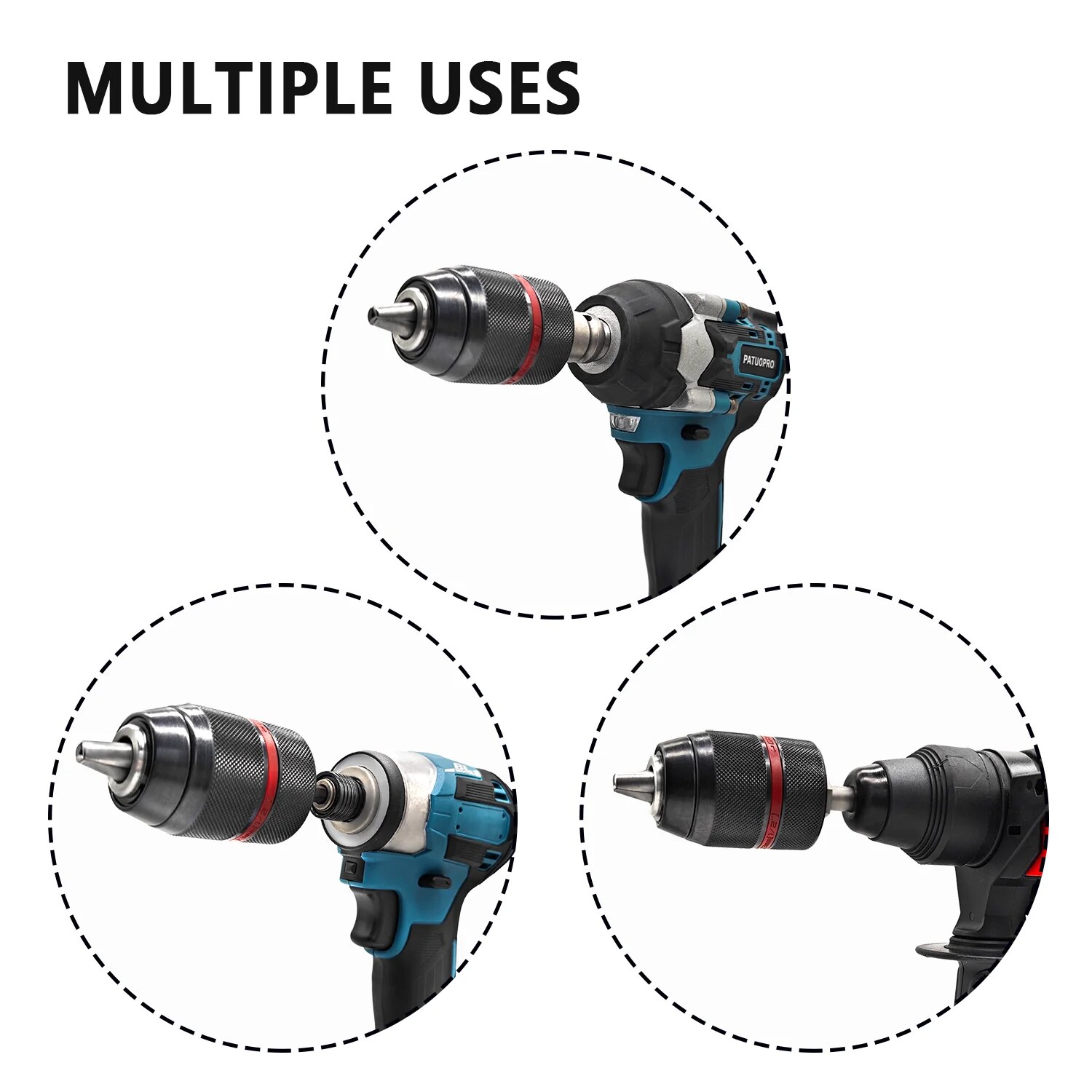 Portabrocas sin llave de Metal resistente, 1/2-20UNF, 13mm, vástago hexagonal/SDS/enchufe, adaptador hembra cuadrado, herramienta de Hardware profesional