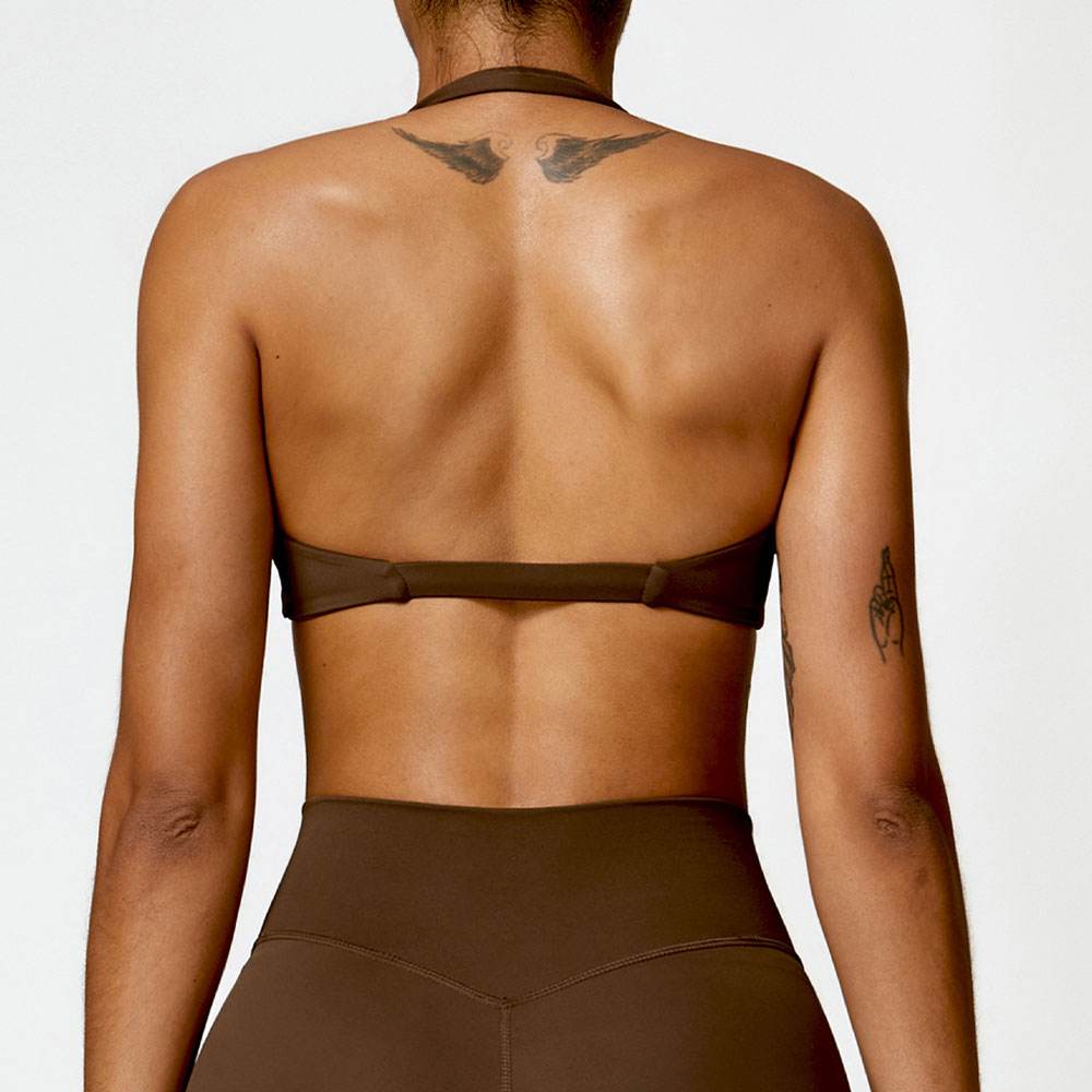 Sujetador deportivo con cuello Halter para mujer, parte de atrás bonita, Top Sexy, Push Up, sujetador de Fitness, Yoga, gimnasio, entrenamiento, Top deportivo, sujetador transpirable