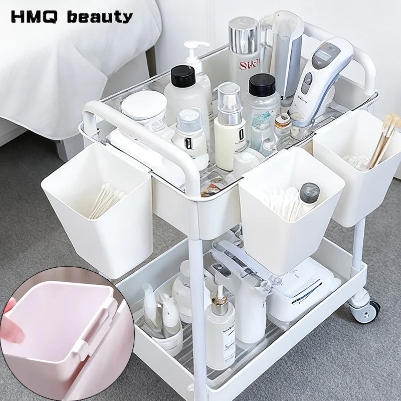 Carrinho de plástico para salão de beleza, com gaveta, limpador, armazenamento, cosméticos, trabalho médico, móveis, carrinho auxiliar para salão de beleza