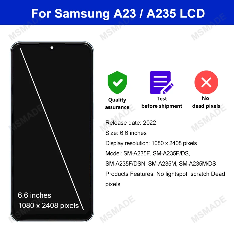6.6'' For Samsung Galaxy A23 4G Display SM-A235F SM-A235F/DS LCD Touch Screen Digitizer Assembly For Samsung SM-A235M A235 LCD