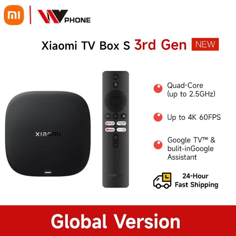Versión Global Xiaomi TV Box S 3.a generación 4K Ultra HD 2G 32G Google TV Cast Netflix Smart TV Box reproductor multimedia Mi TV Box WiFi BT5.2