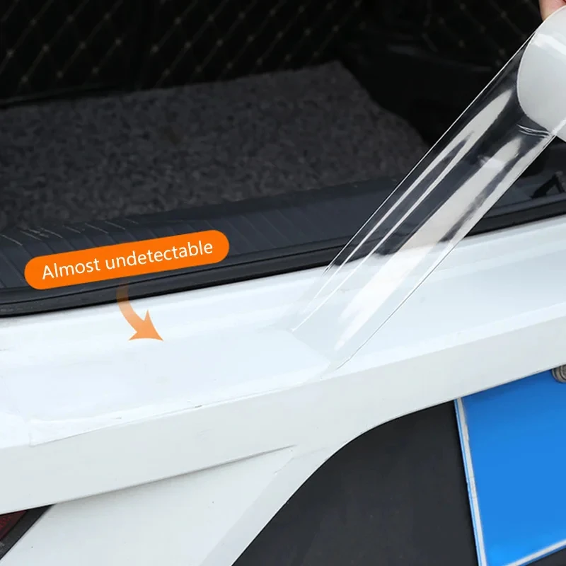 SEAMETAL-pegatina transparente para borde de puerta de coche, película protectora antiarañazos para umbral de puerta, parachoques de maletero