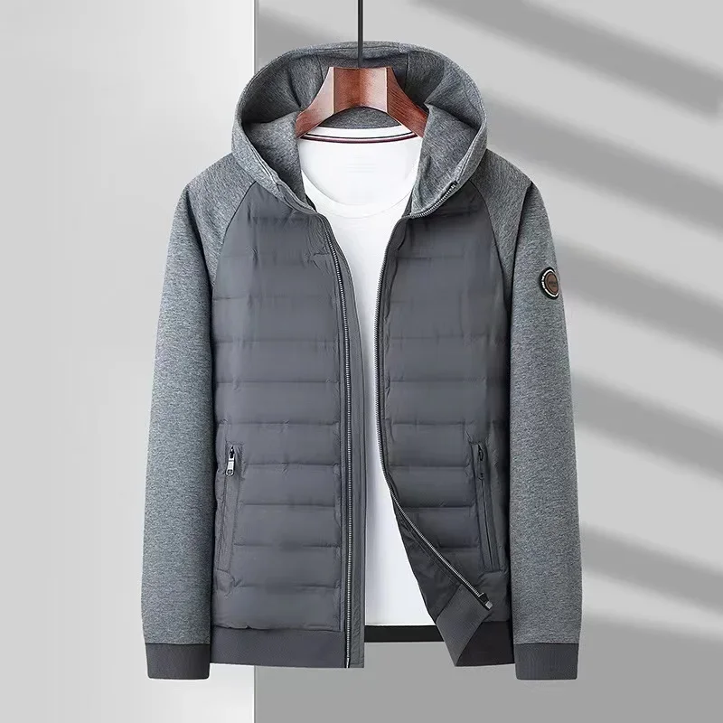 Stilvolle Daunenjacke für Herren mit Kapuze, 90 % Gänsedaunen, kurzer Jugendmantel, hochwertige Mode, Herbst und Winter, normale Passform