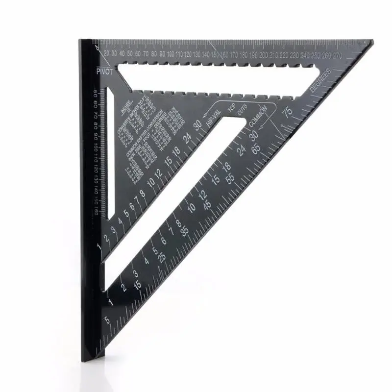 Regla de ángulo triangular, transportador de ángulo de aleación de aluminio métrico de 12 pulgadas, Regla de medición Triangular, velocidad de carpintería, triángulo cuadrado