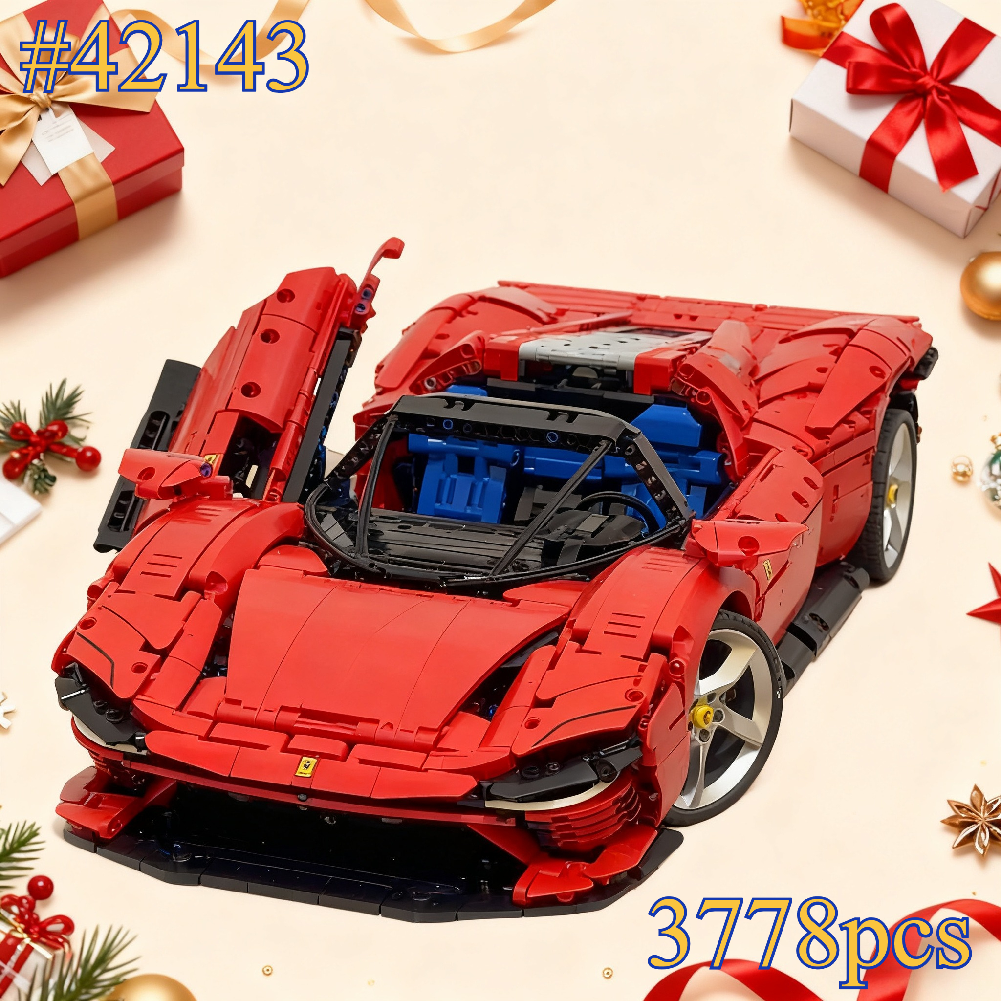 Coche deportivo rojo modelo 42143 juegos de bloques de construcción compatibles con partículas Legoed adecuadas para regalos de Navidad 3778 Uds