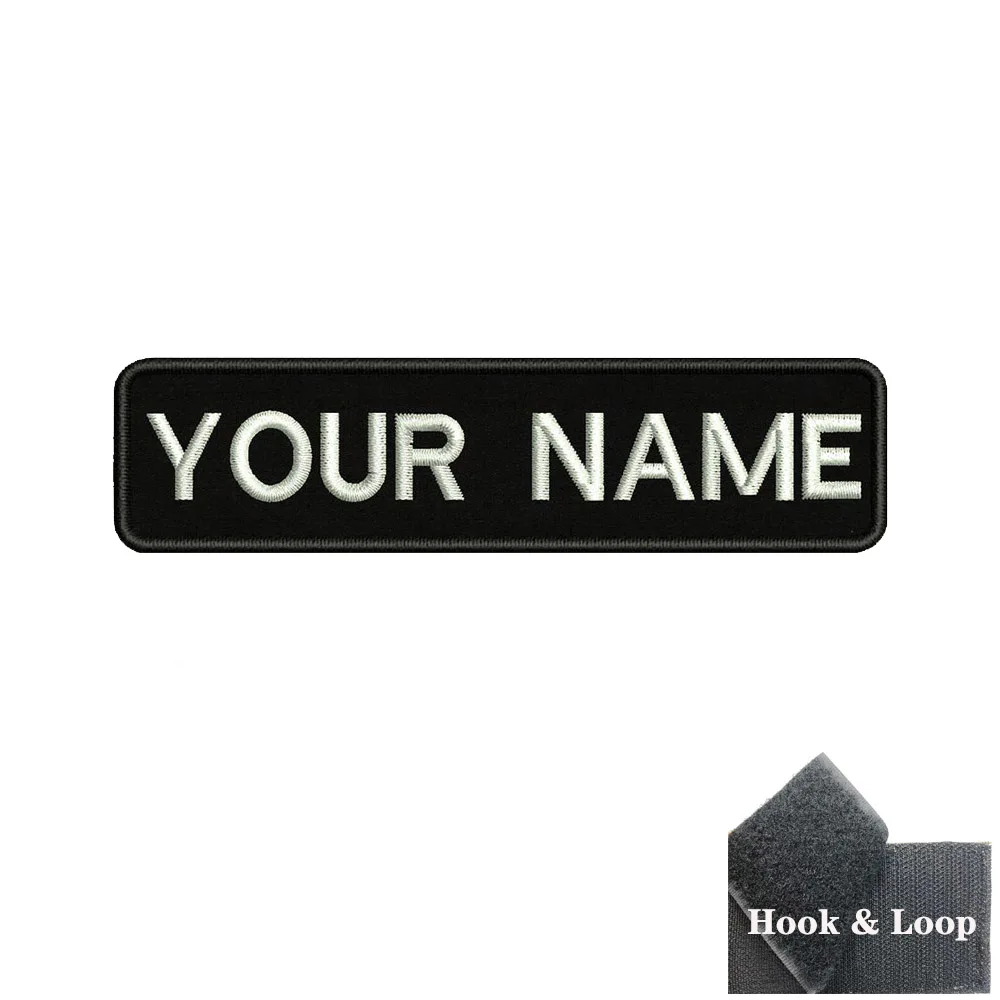 1PC 10cmX2.5cm Custom Personalized Name number Patch Stripes Badge tags chevrons Armband Iron On Or Hook Loop embroidered