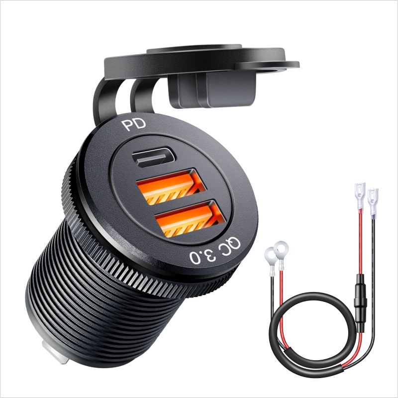 USB-разъем в автомобиле Quick Charge PD 3,0, автомобильное зарядное устройство, розетка 60 Вт для 12 В, 24 В, мотоцикла, лодки, морского грузовика, квадроцикла