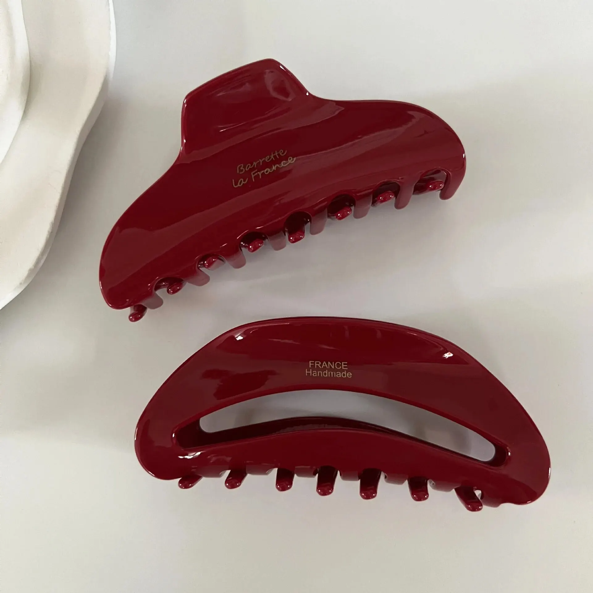 Série vermelha grampo de cabelo para mulheres, sentido high-end, costas, colher de computador, cartão, tubarão, acessórios para cabelo, aderência, cocar artesanal, clipe grande