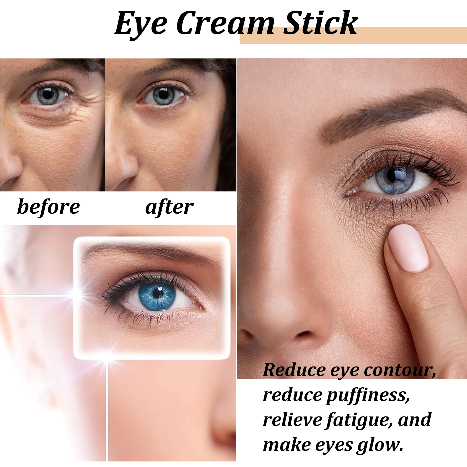 Snail Mucin Eye Cream Stick W-rinkle Removing Lightening Dark Circle Remove Eye Bag Anti-Puffiness Firming Fade Fine Lines
