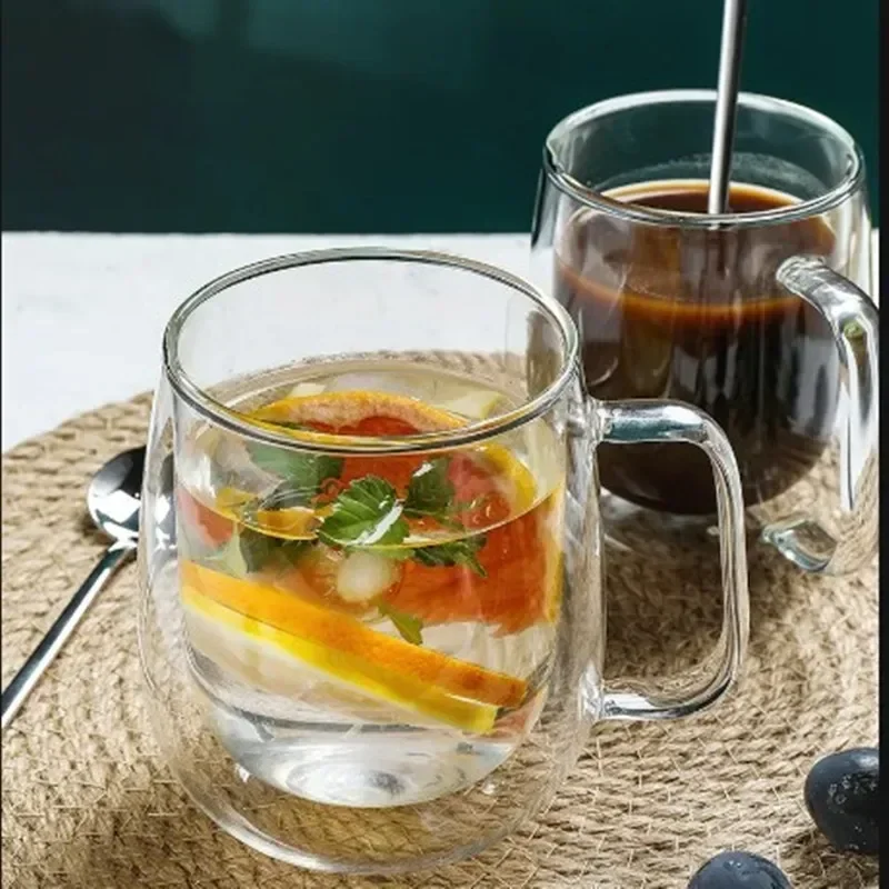 1-6 Chiếc 80-450ML Chịu Nhiệt Treo Tường Đôi Trà Ly Bia Cà Phê Handmade Sáng Tạo Lạnh nước Giải Khát Trong Suốt Drinkware Bộ