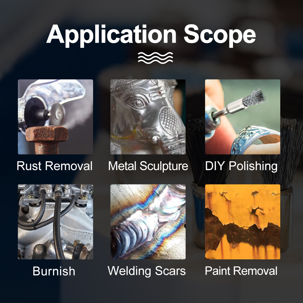 Conjunto de escova de roda de fio de aço cmcp, haste de 3.0mm para ferramenta rotativa dremel, ferramenta de polimento de metal, escova de ferramenta abrasiva