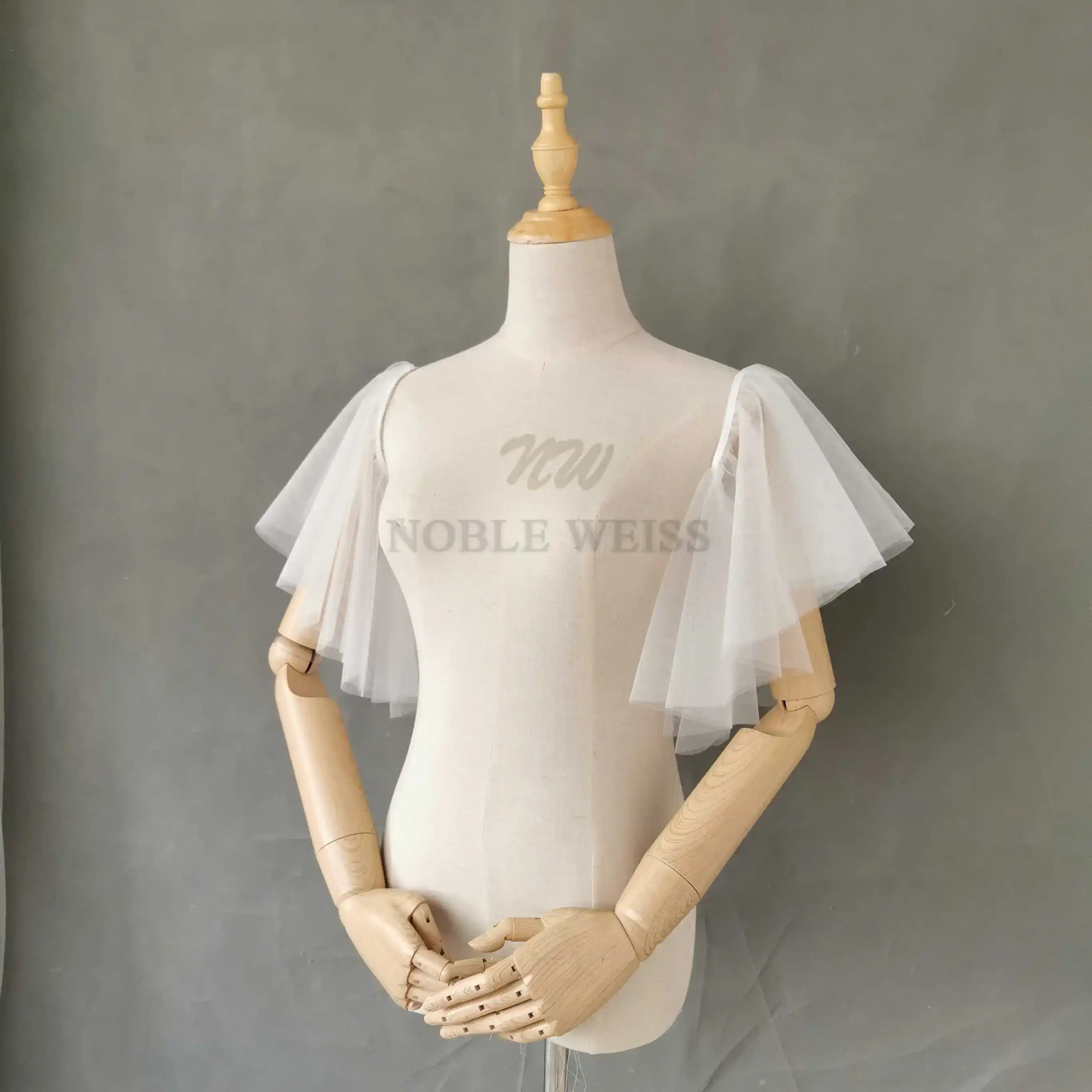 Hochzeitskleid Seperatel Kurzarm Tüll Brautjacke Armmanschette Elegante abnehmbare Ärmel Trägerlose Ärmel Maßgeschneidert