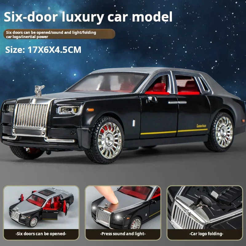 Symulacja Rolls-Royce Phantom Model samochodu Ozdoby modelu Luksusowy samochód Sedan Zabawka dla dzieci Kolekcja samochodów dla chłopców z pudełkiem