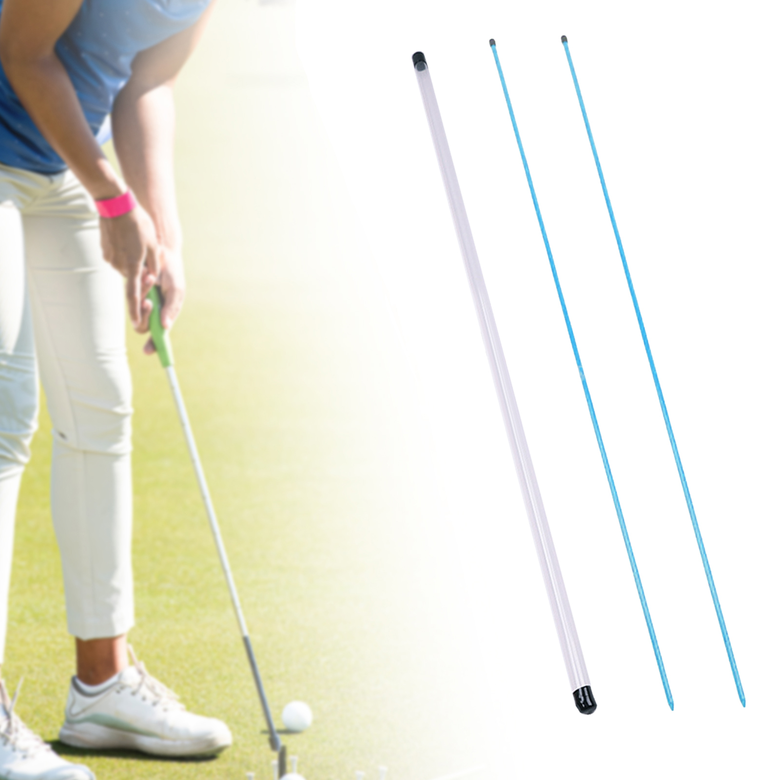 2Pcs Golf Alignment Sticks Posture Corrector Golf Swing Trainer with Storage,Golf Alignment Stick Swing Training Rod Equipment