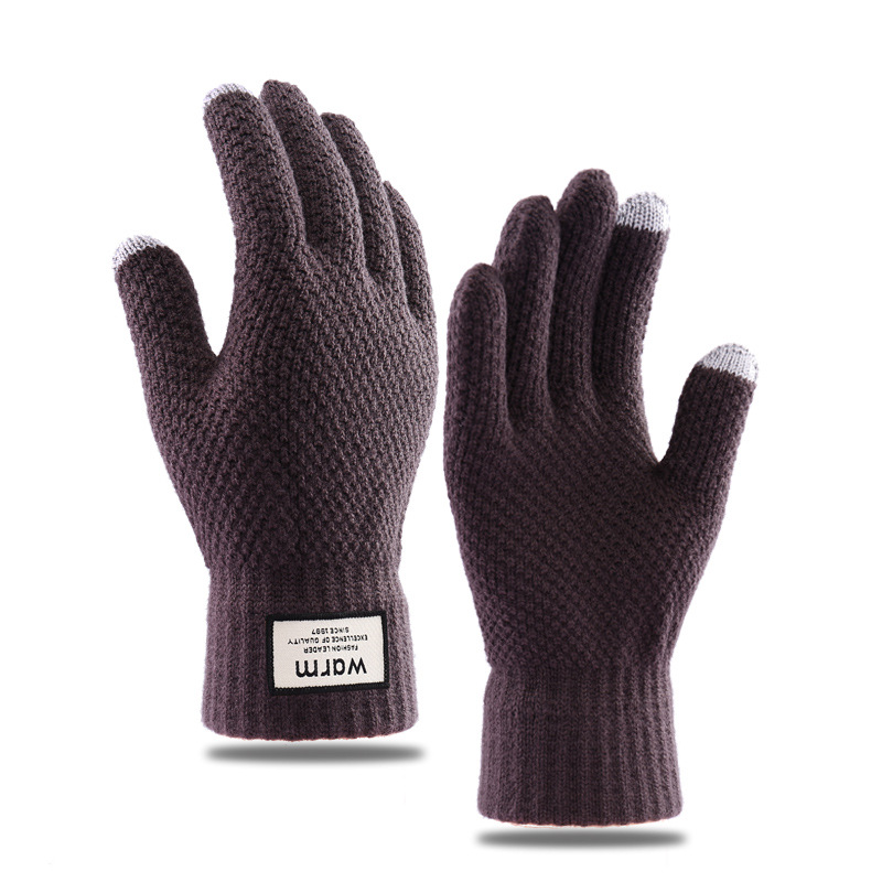 Inverno homens luvas de malha tela sensível ao toque alta qualidade masculino mitten engrossar lã quente cashmere sólido luvas de negócios outono