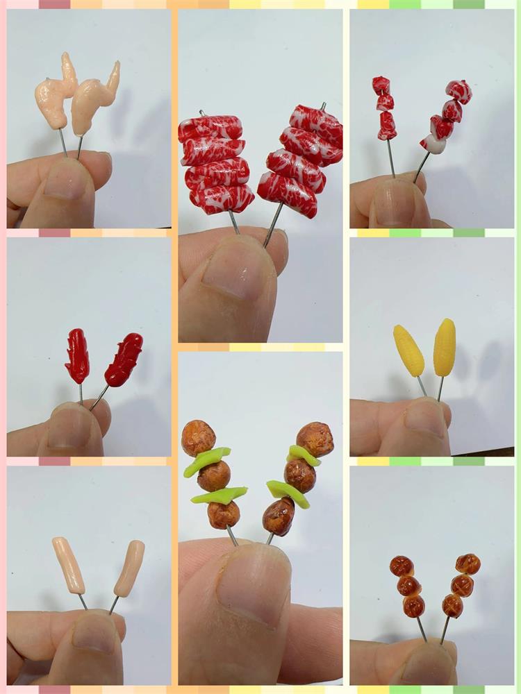 Nuevo 1/12 supermercado en miniatura comida simulación kabob salchicha de ternera maíz seta para casa de muñecas Mini cocina arcilla accesorios de comida