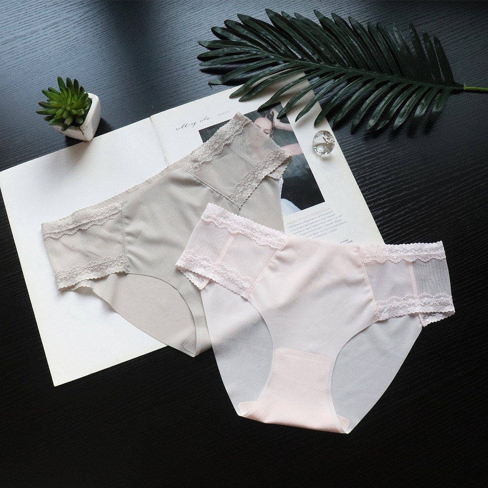 Roupa Íntima Sexy de Renda Antibacteriana 7A, Sem Costura, Decote Baixo, Confortável e Respirável, Serviço de Design Personal...