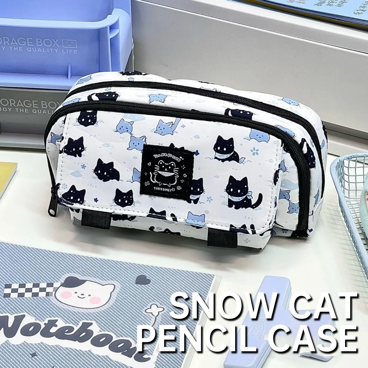 Cute Cat Pencil Case Large Capacity Pencil Bag Multi Functional Storage Stationery Pencil Pouch Back To School Accessories Gift