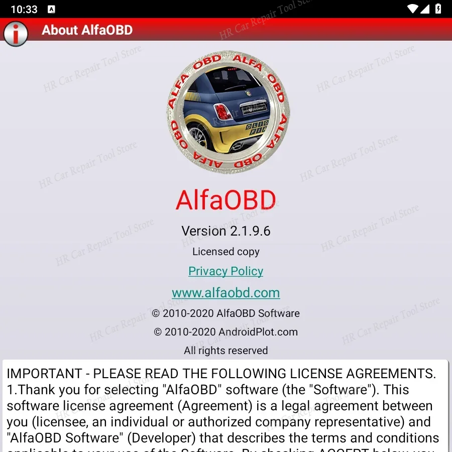 Alfaobd (Android)2.3.3/2.1.9.6 лицензированная диагностика для Alfa/Fiat/Lancia/Aembali/Dodge/Chrysler/Jeep/Peugeot/Citroën/Read/D ‌ E ‌ С ‌ C ‌