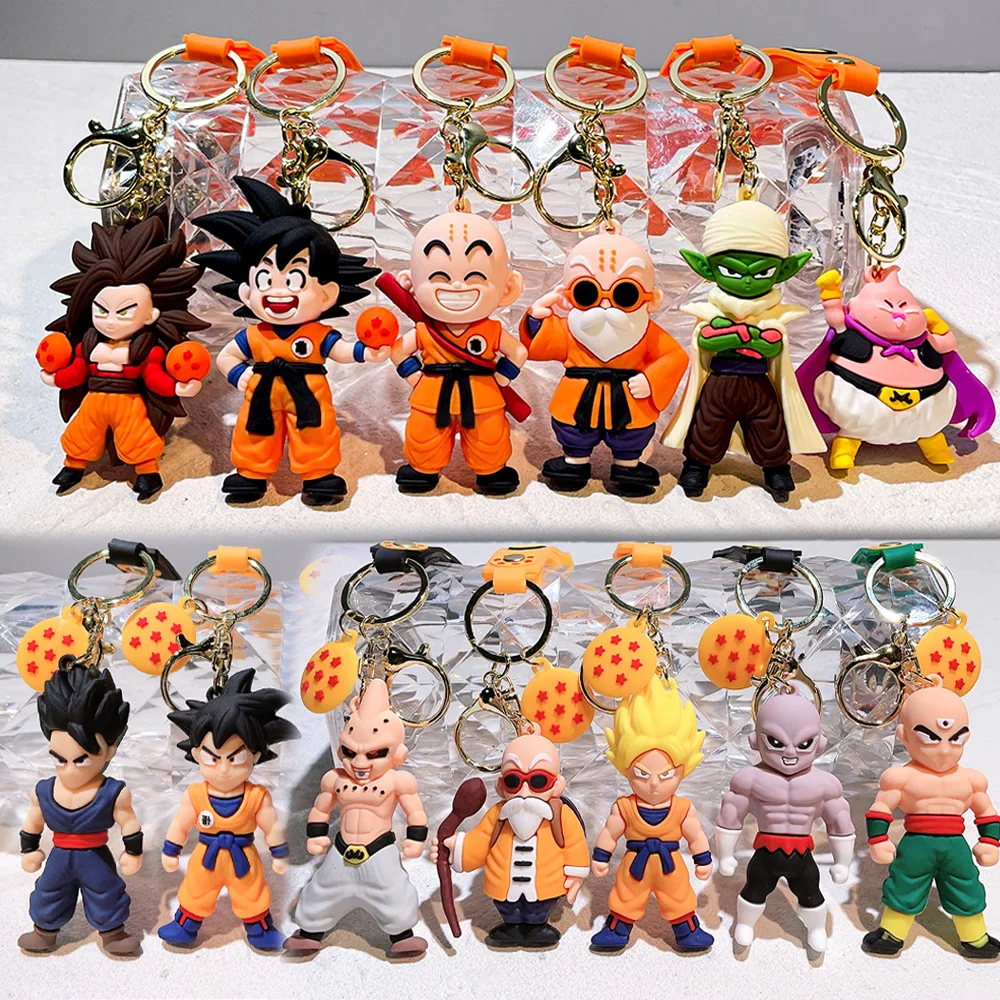 Anime Dragon Ball Sleutelhanger Mode-sieraden Son Goku Vegeta Piccolo Actiefiguren 8 CM PVC Sleutelhanger voor Mannen Vrouwen tas Hanger