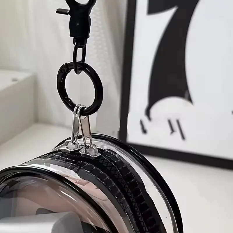Portable Mini Clear Zipper Storage Bag - Space-Saving Cable Organizer for Earphones Chargers Versatile with Handy Keychain Loop