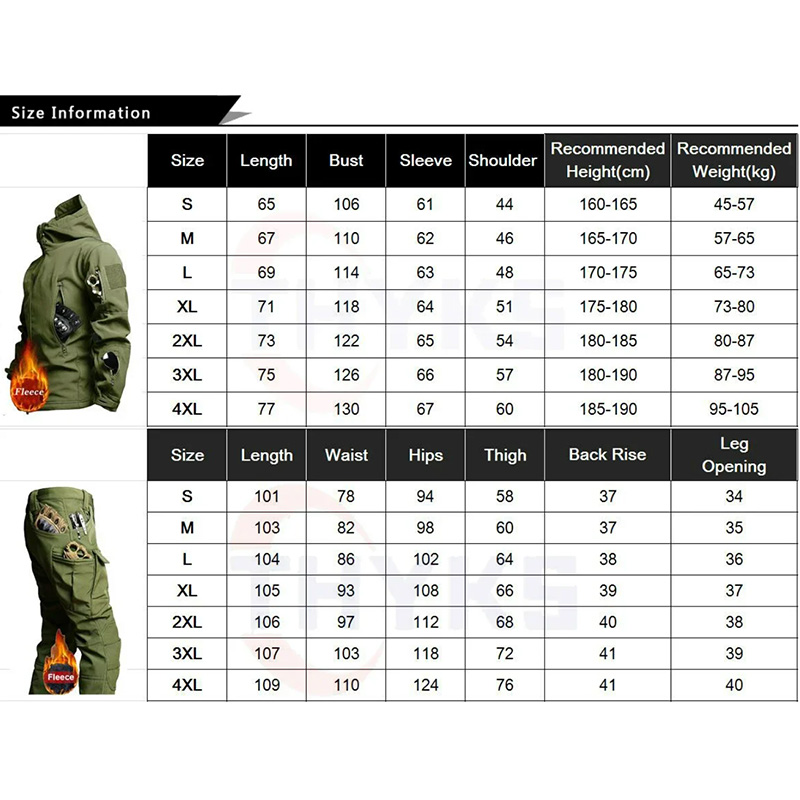 Męskie zestawy taktyczne Camo Sharkskin wodoodporne kurtki z kapturem i zamkiem błyskawicznym z wieloma kieszeniami Softshell spodnie outdoorowe zimowy polar Cargo garnitur