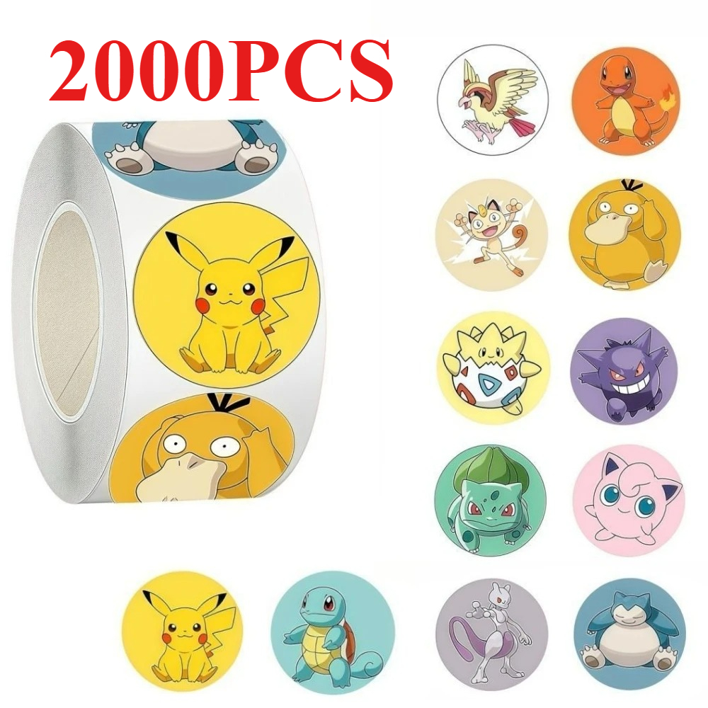 2000PCS Cute Pokemon Pikachu Roll Stickers Cartoon Anime Sealing Decoration DIY Laptop Decal Graffiti Stiker Reward Gift Kid Toy