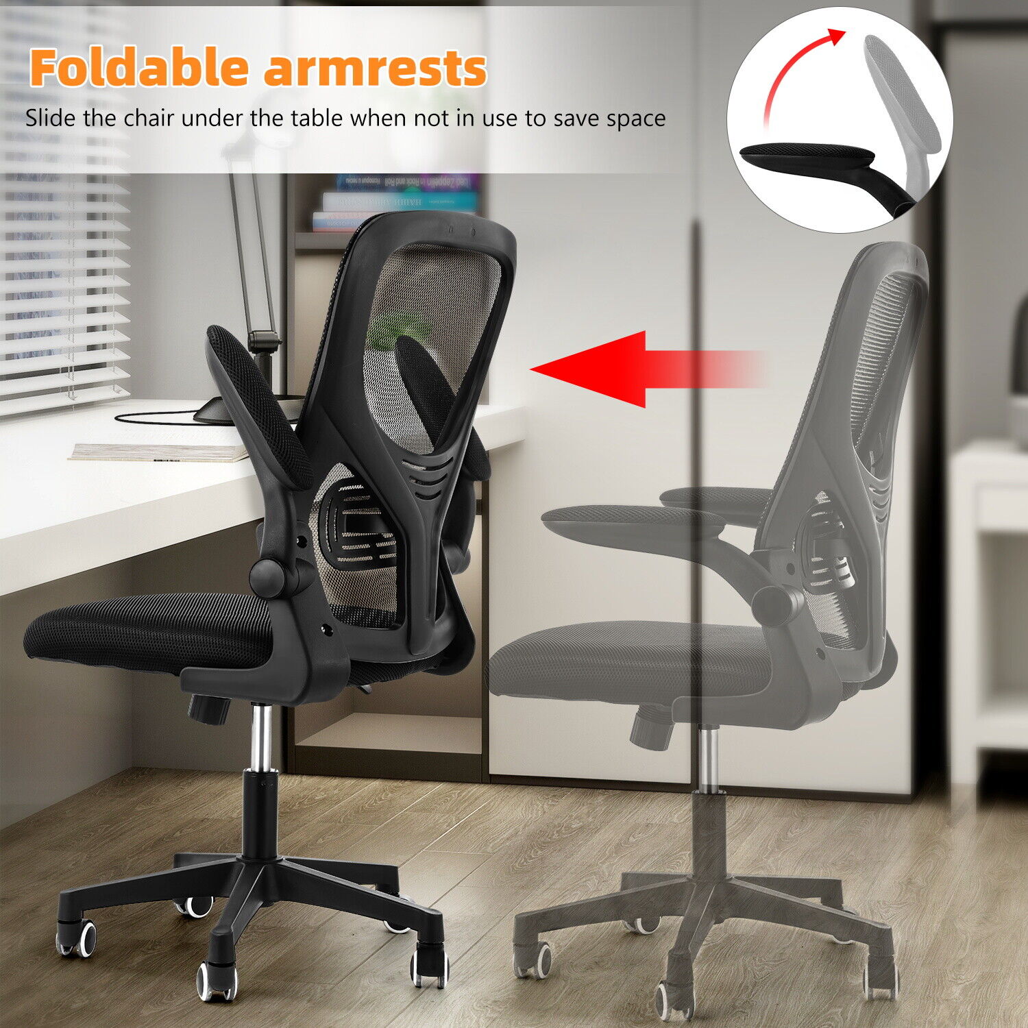 Ergonomic Office Chair with Adjustable Lumbar & Armrests,High-Back Swivel Computer Chair,Lumbar Support & Mesh for Home Office