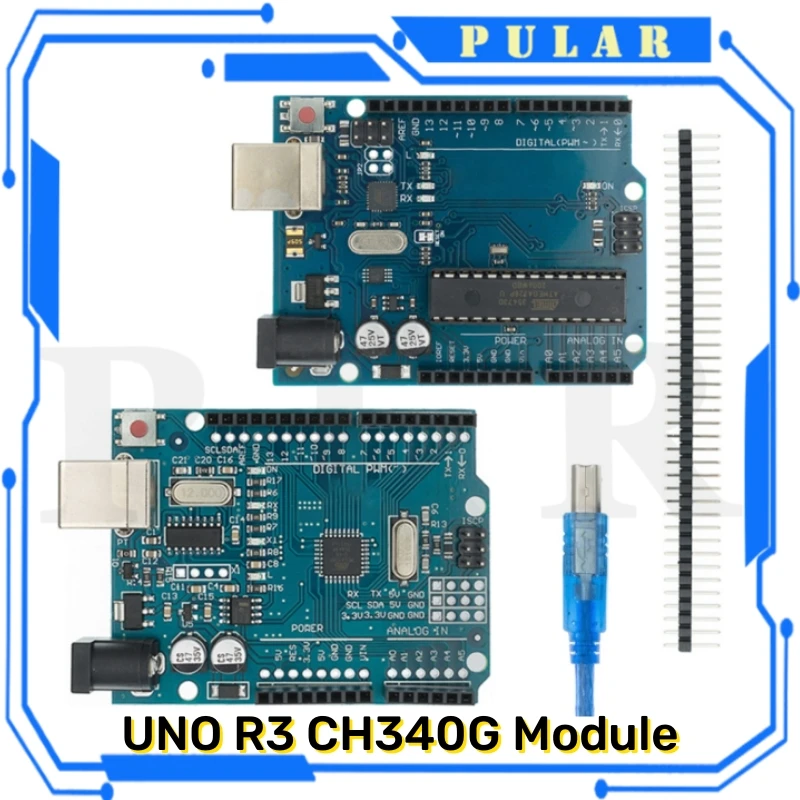 PLR UNO R3 개발 보드 스트레이트 핀 헤더 케이블 포함 ATmega328P CH340 CH340G 아두이노용