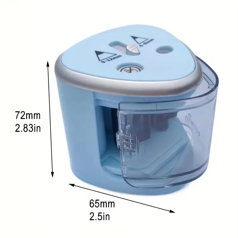 Tenwin 1pc apontador de lápis elétrico de furo duplo, apontador de lápis, conveniente, rápido e fácil de afiar, adequado para lápis de 6-12mm