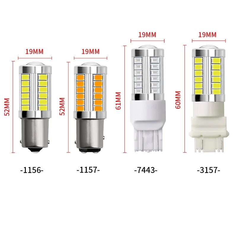 2 Stuks 1157 P21/5W BAY15D 7440 7443 3157 1156 33SMD Super Heldere Remlichten mistlamp Auto Dagrijverlichting Stop Lampen 12V
