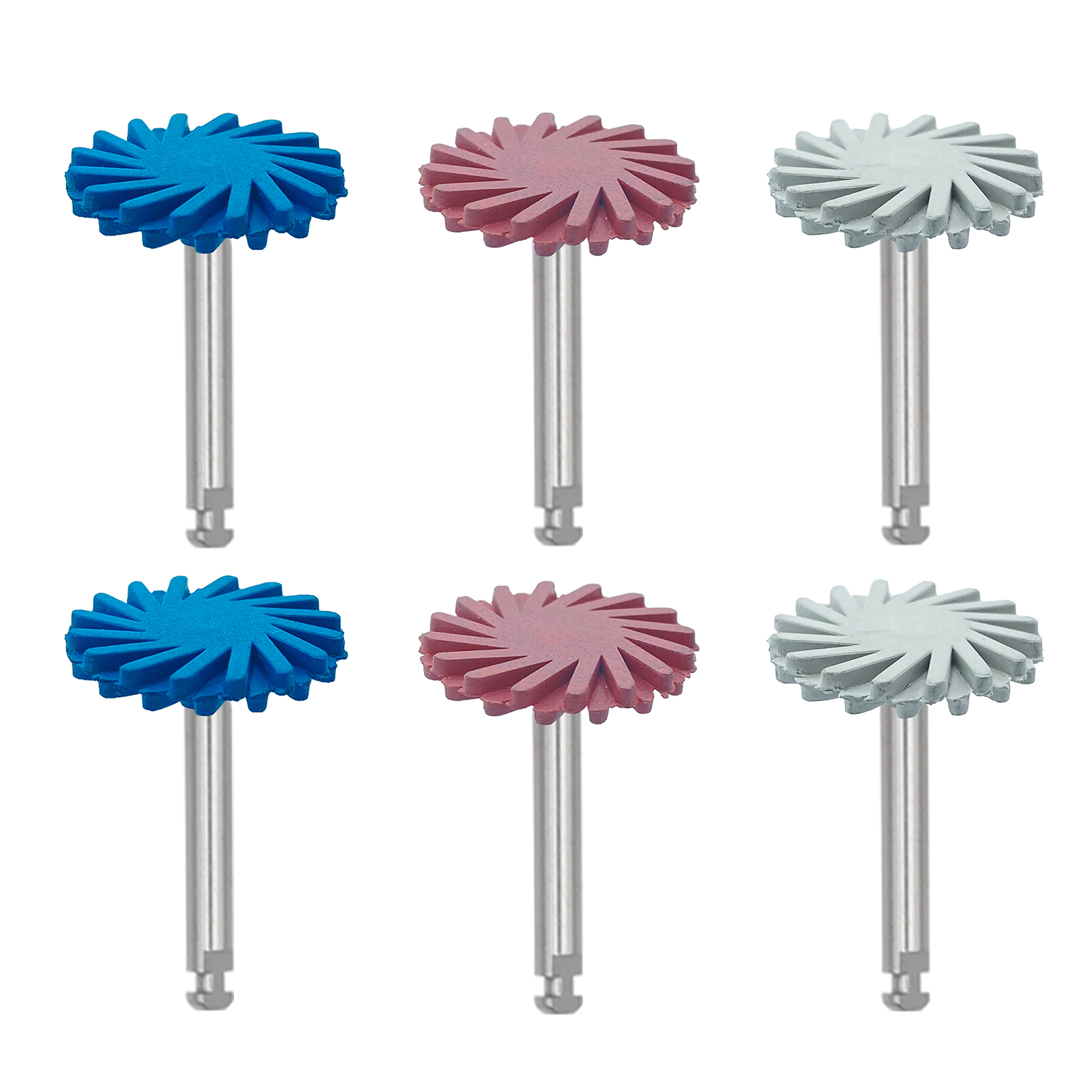 WellCK 6 ピース/セット歯科用ゴムポリッシャー複合樹脂研磨ダイヤモンドシステム RA ディスクキット 14 ミリメートルホイールスパイラルフレックスブラシバー