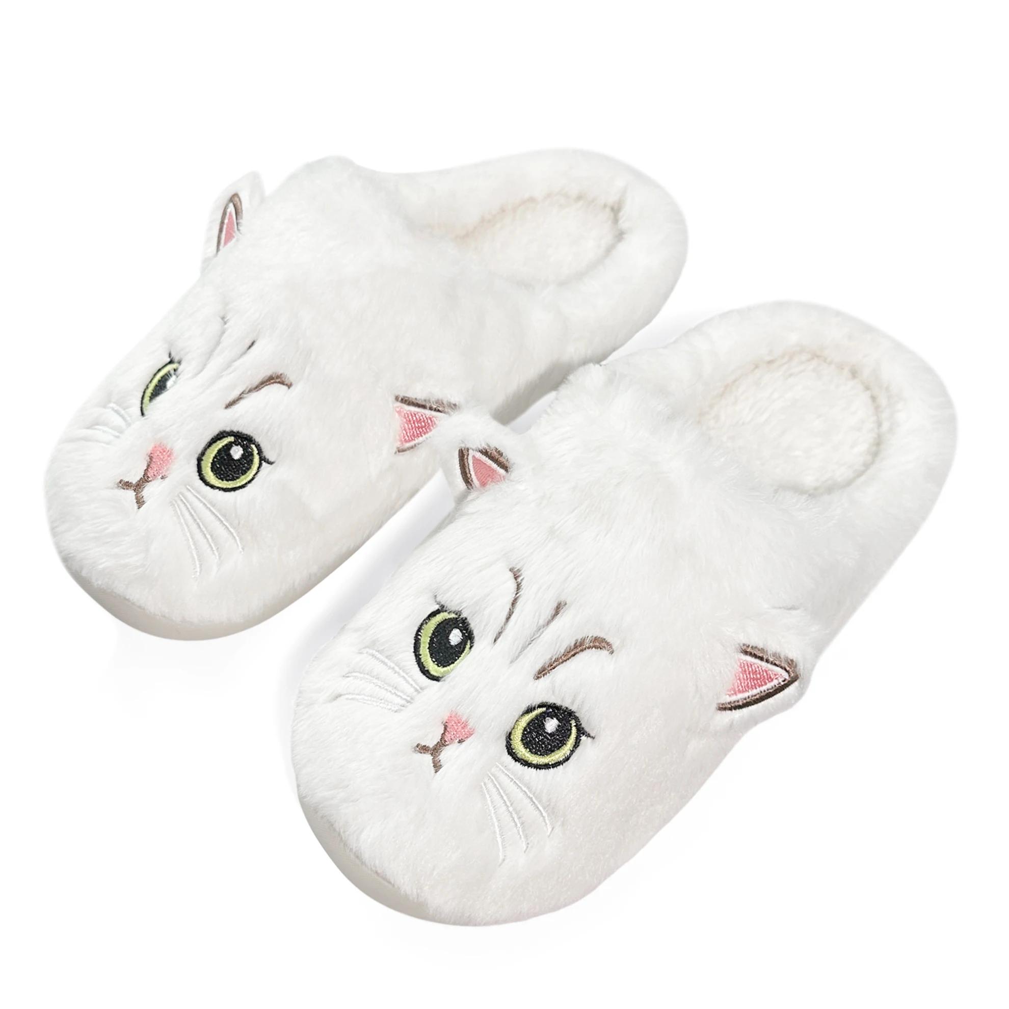 Chinelos de pelúcia para casa, design fofo em forma de gato, presentes casuais para membros da família, casais, amantes de gatos, mulheres