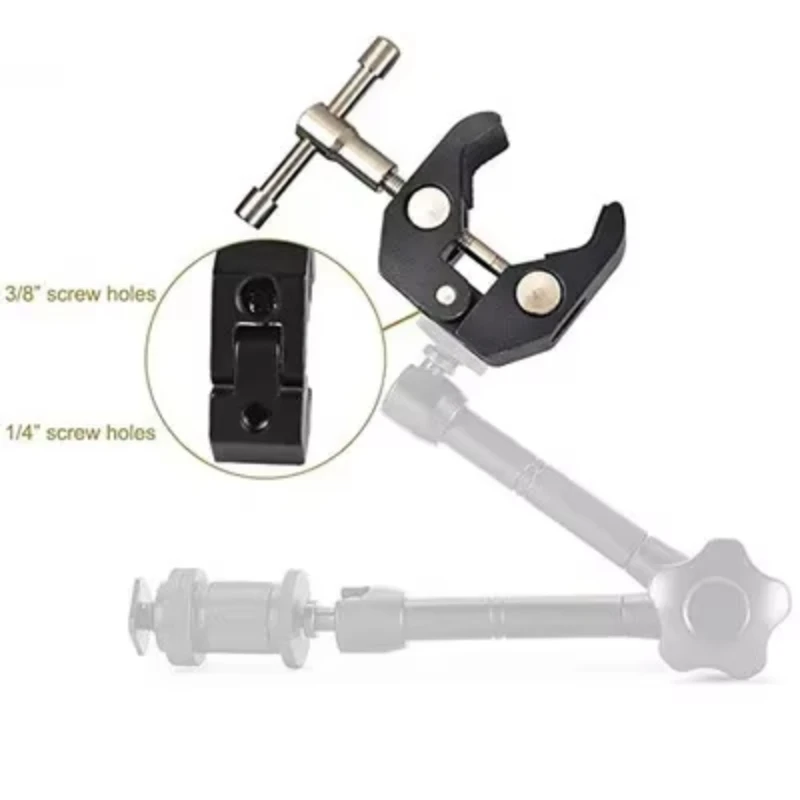 Super abrazadera de 7/11 pulgadas, brazo articulado mágico ajustable para montaje de Monitor, luz LED, cámara de vídeo LCD, cámara Flash DSLR