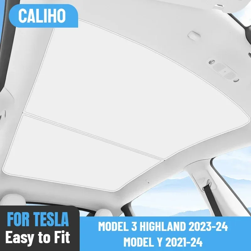 Parasoles de techo solar para Tesla Model 3 Highland 23-24 Model Y 2021-24, hebilla de tela de hielo, parasol de cristal, accesorio para tragaluz delantero y trasero