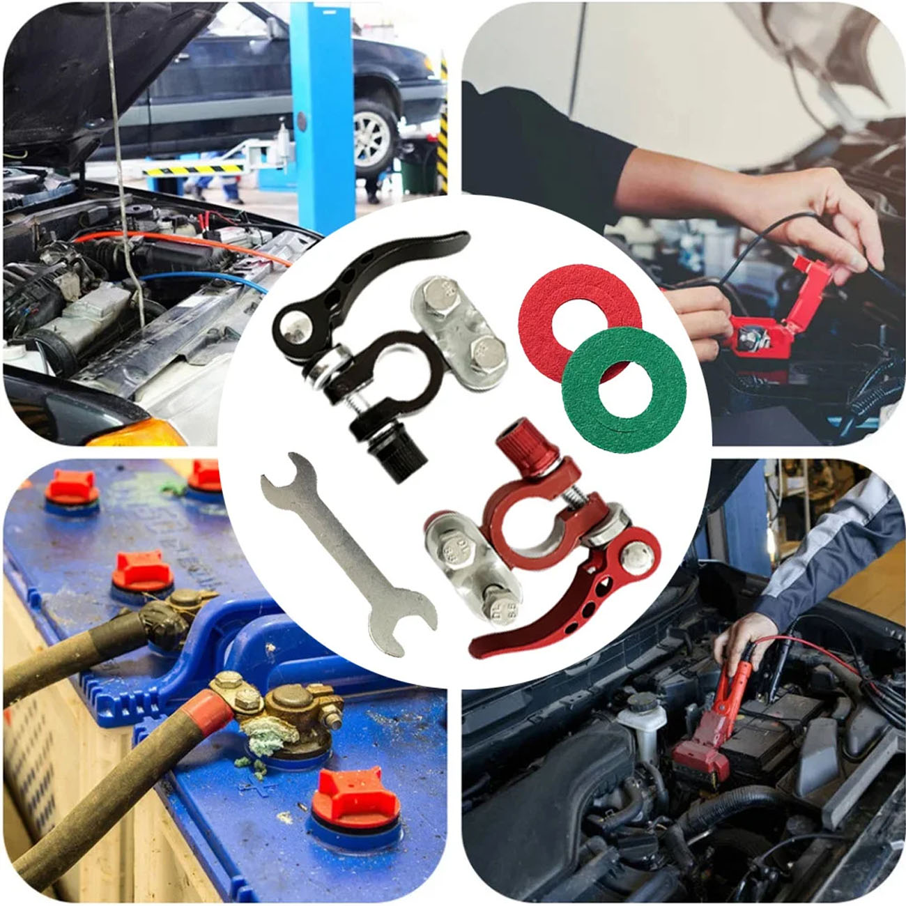 24V 12V Car Battery Terminal Aluminum Alloy Positive and Negative Power Lug Posts Quick Release Battery Top Clip Connectors