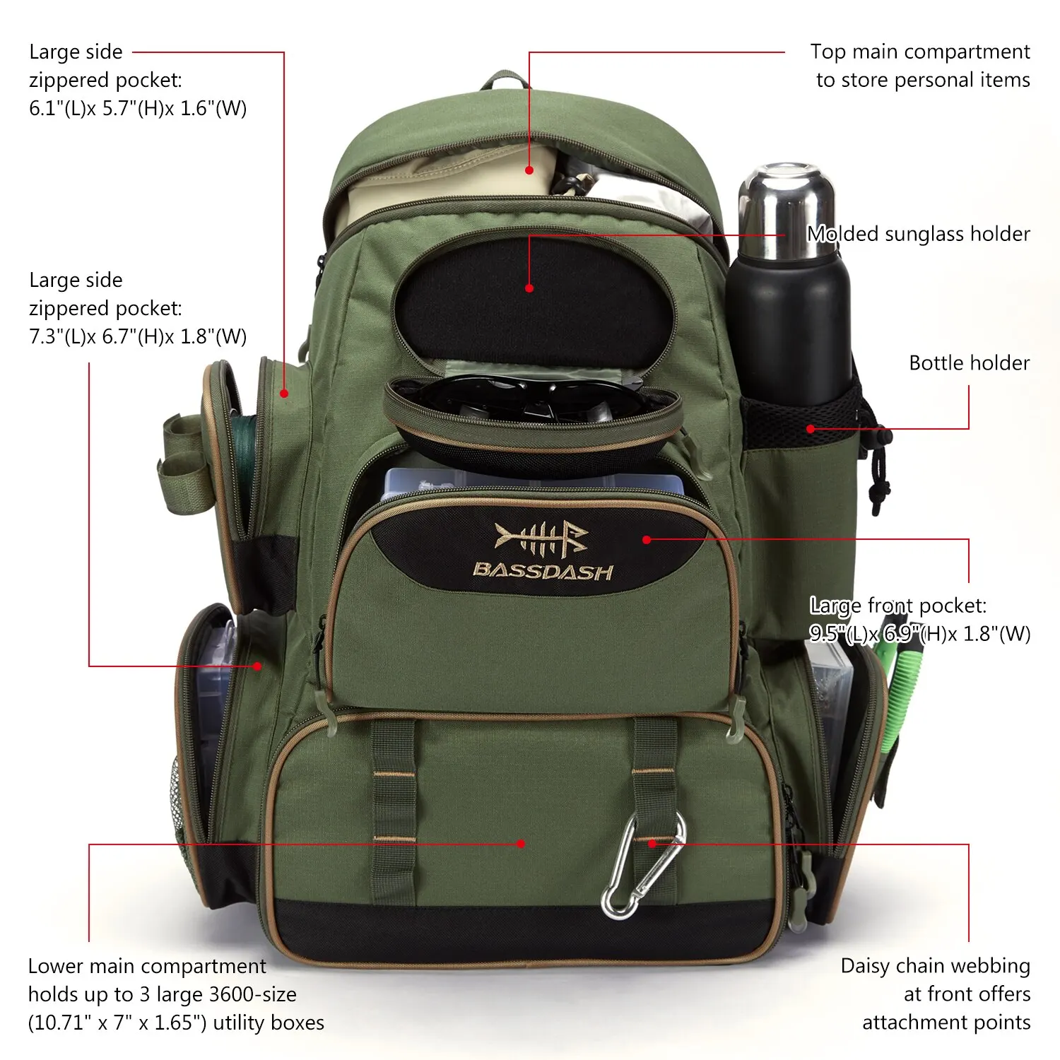 Bassdash Saco De Pesca Combater Mochila Leve Tático Combater Caixa Multifuncional