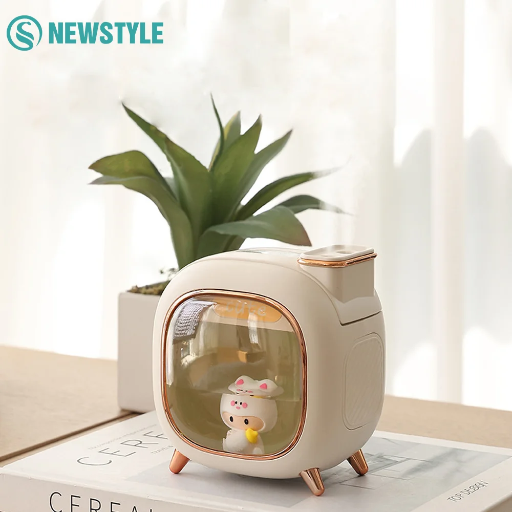 ตุ๊กตาน่ารัก Humidifier หัวฉีดคู่สเปรย์ 500ML ถังน้ําความจุขนาดใหญ่ Ultrasonic AROMA Essential Oils Diffuser Soft Night Light