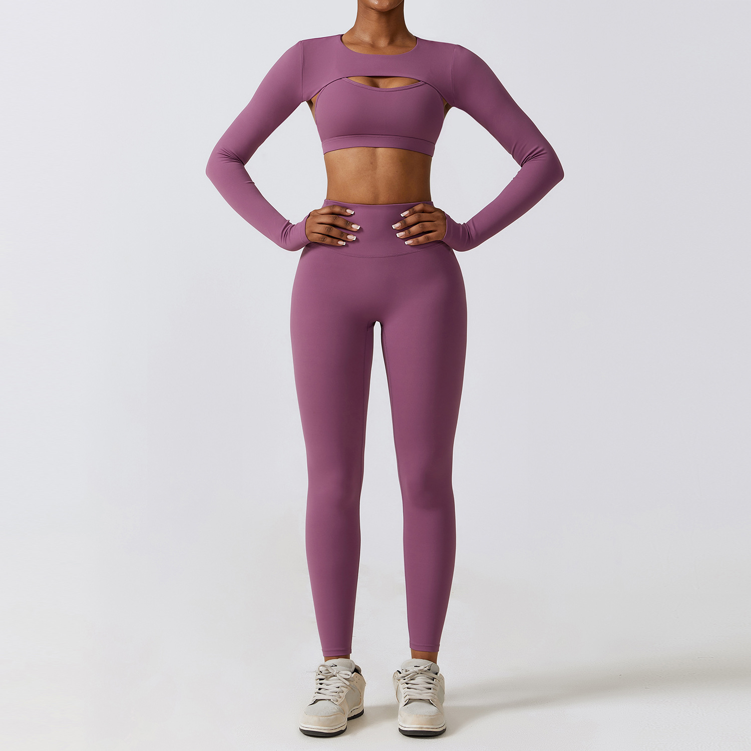 Ropa deportiva para mujer, conjunto de Yoga, ropa de entrenamiento, ropa atlética, Legging deportivo para gimnasio, sujetador de Fitness, Top corto, traje de Yoga de manga larga, 2/3 Uds.