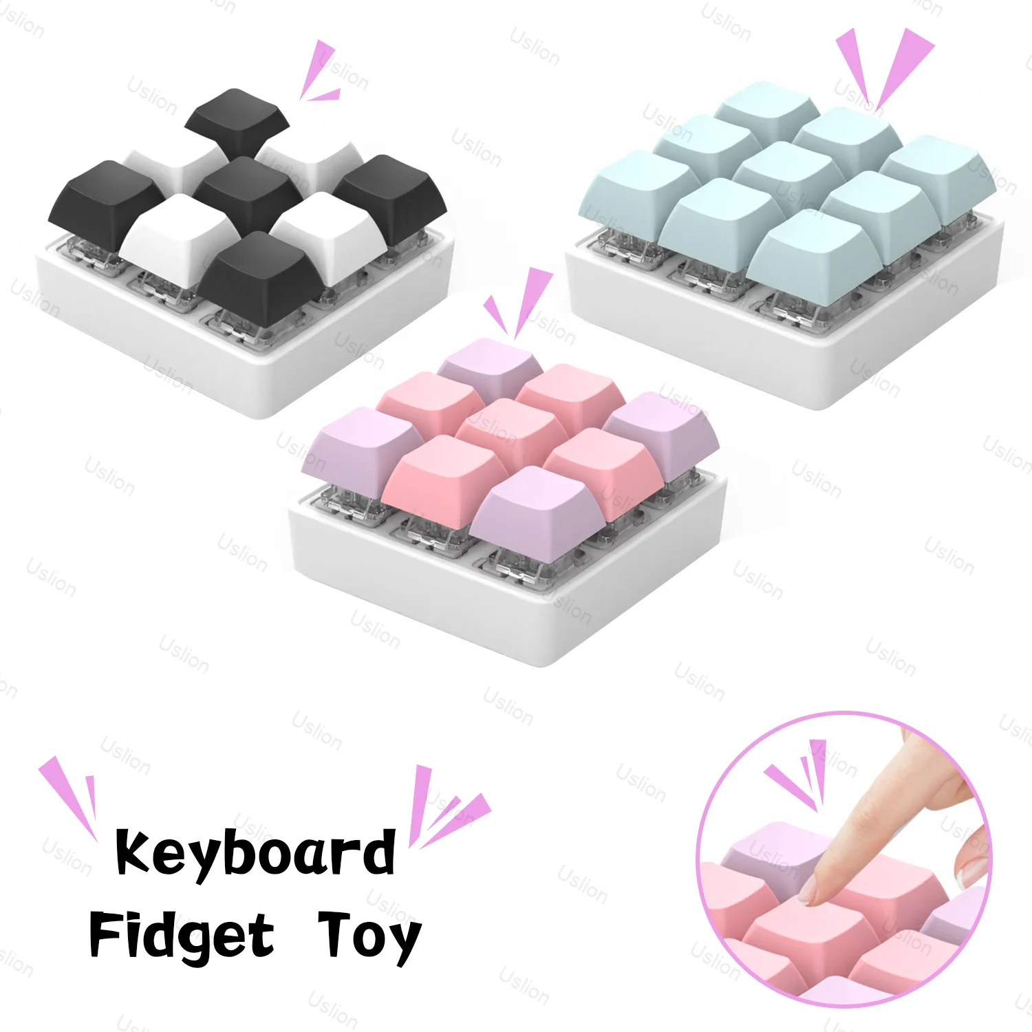9-klawiszowa klawiatura kluczowa zabawka Party Stress Relief DIY Fidget przycisk Keycap Fidget brelok do kluczy klawiatura brelok zabawki klawiatura na palec