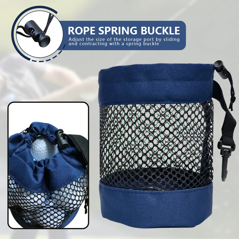 Borsa da golf nera da 1 pezzo, con nylon a rete di alta qualità e clip in plastica da appendere, comoda da appendere al sacco da golf