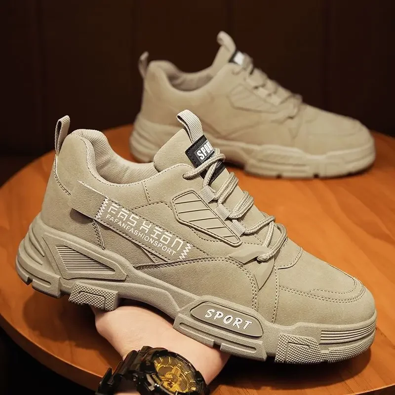 Herren-Turnschuhe, 2024, Herbst, wasserdichte Stiefel, Arbeitskleidung, Schuhe mit dicken Sohlen, Plüsch, kältebeständig, Schnürung, rutschfeste Baumwollschuhe