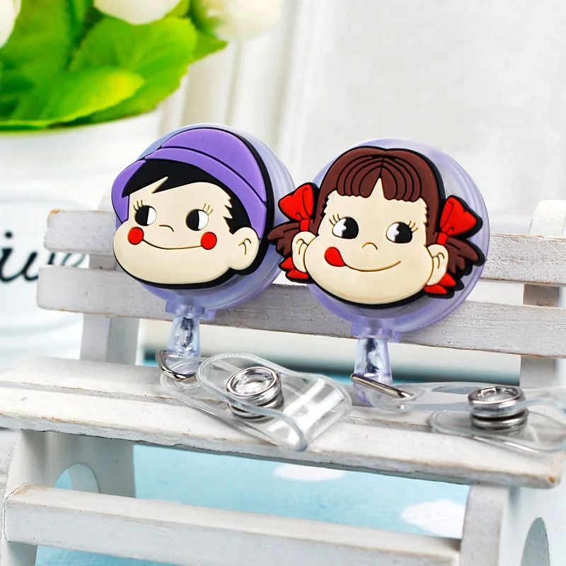 Hello Kitty Winnie the Pooh Lotso for ID Card Holder Scalable Toggle Clip Employee Card Nurse Chest Card Student Bus Card Holder