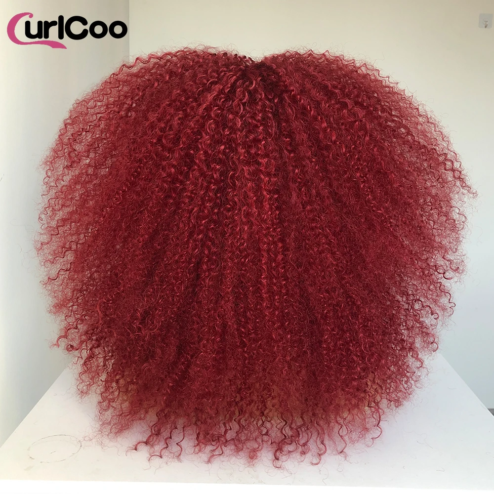 วิกผมหยิกกับ Bangs Afro Curly Wigs สําหรับผู้หญิงสีดําเส้นใยสังเคราะห์ปุยวิกผมหยิกยาวสําหรับ Daily Party คอสเพลย์
