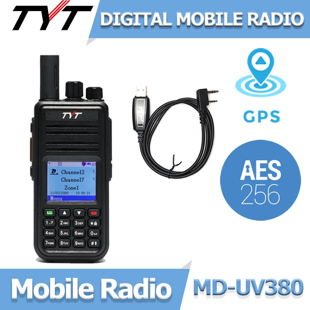 TYT Neues MD-UV380 Digitales verschlüsseltes GPS-Walkie-Talkie Dualband 136–174 und 400–480 MHz Zweiwegradio 3000 CH DMR-Radio