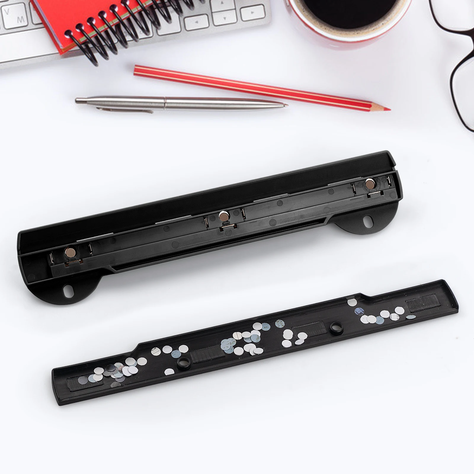 Eagle 3 Hole paper Puncher, with Integrated Ruler, 5 Sheets Capacity, for Ring Binders, Office and School Supplies Stationery